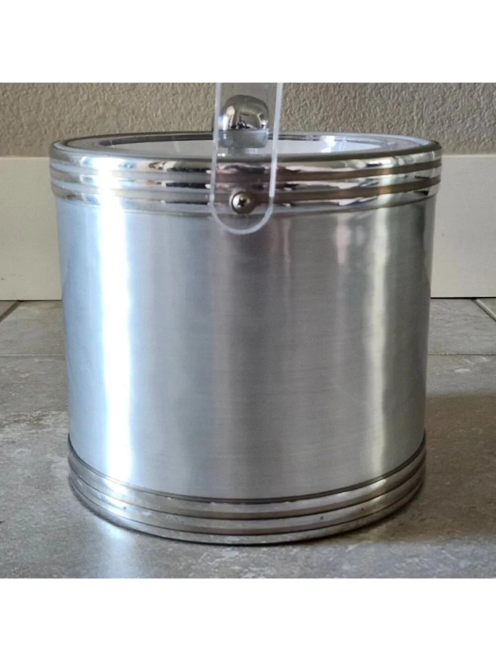 Vintage MCM Georges Briard Brushed Silver Tone Ice Bucket With Lid And Handle